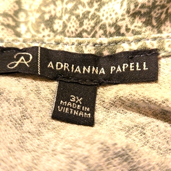 Adrianna Papell Puffed Sleeve Top Sage Green and White Women's size 3X - Picture 8 of 13